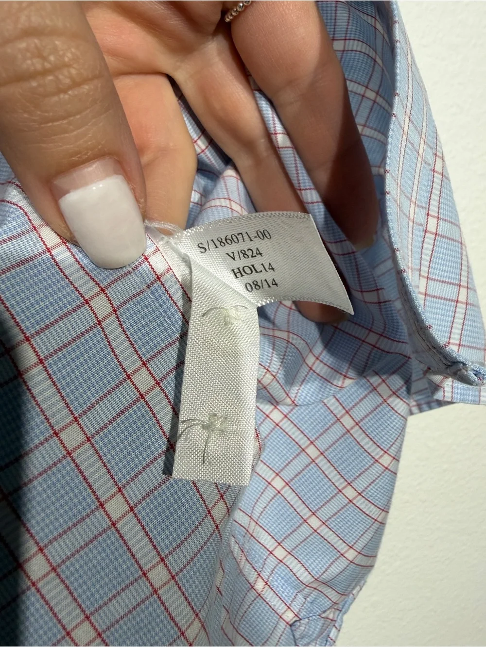 Banana Republic Non-Iron Classic Fit Blue Red Windowpane Dress Shirt Size L